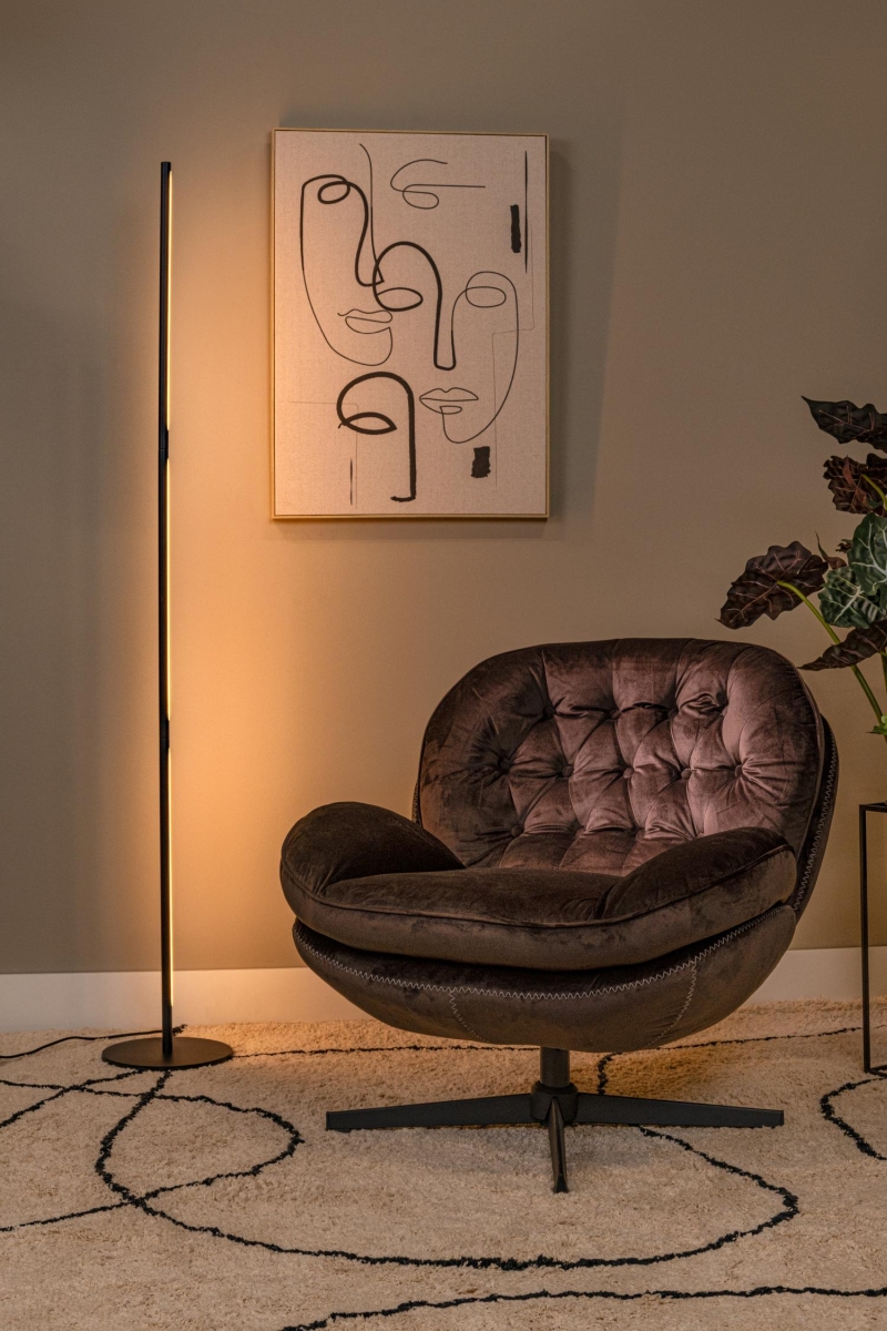 Lucide FINAN - Stojacia lampa - LED Dim.K/2700K - 3 StepDim - Čierna